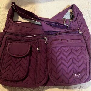 Lug Crossbody Bag Plum Purple Multi Pocket Handbag Purse Travel